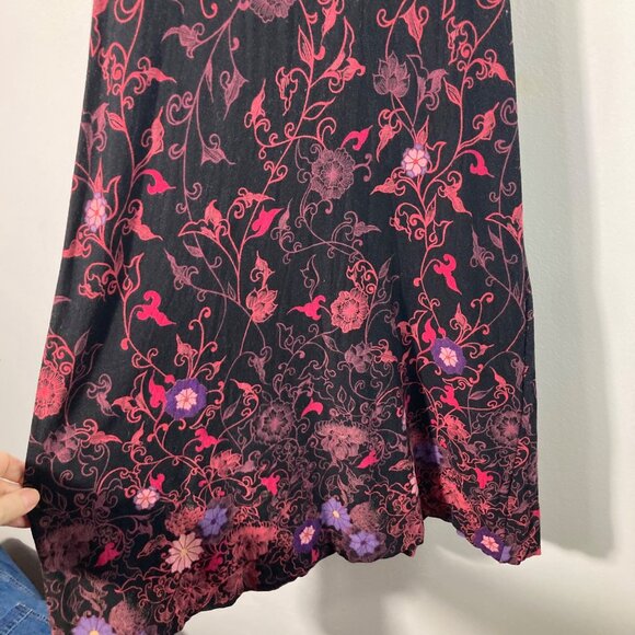Womens Betsy Johnson Floral Dress Faux Wrap Top Black Red Knit S Viscose Spandex - Picture 5 of 10